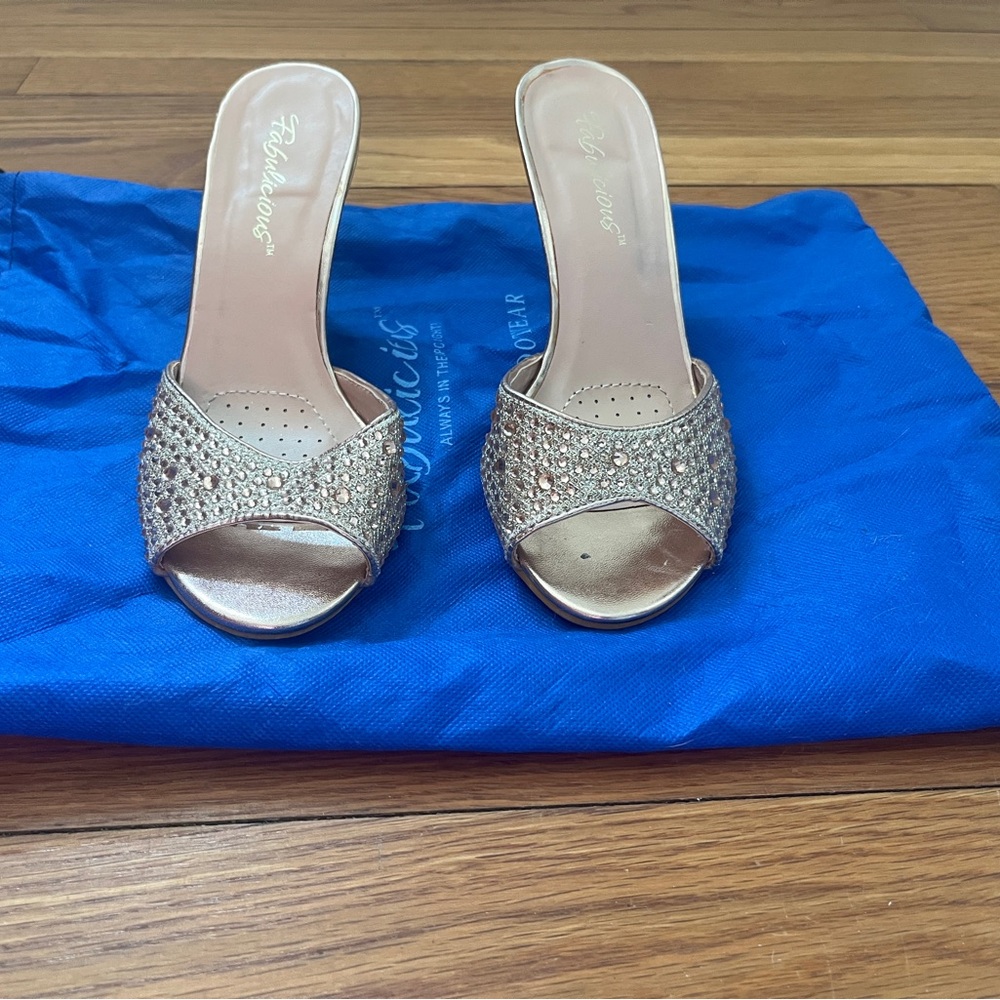 Elegant Gold Embellished Heels by